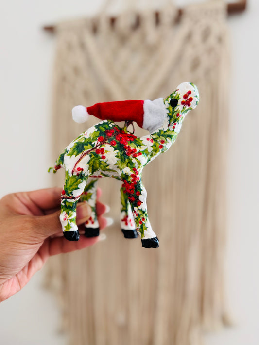 Handmade ornament camel : Christmas Holly themed