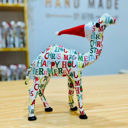 Handcrafted Christmas Camel with Happy Holidays and Merry Christmas - Holiday Decoration & Gift