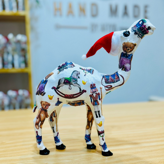 Handcrafted Christmas Camel with Retro Toys - Holiday Decoration & Gift