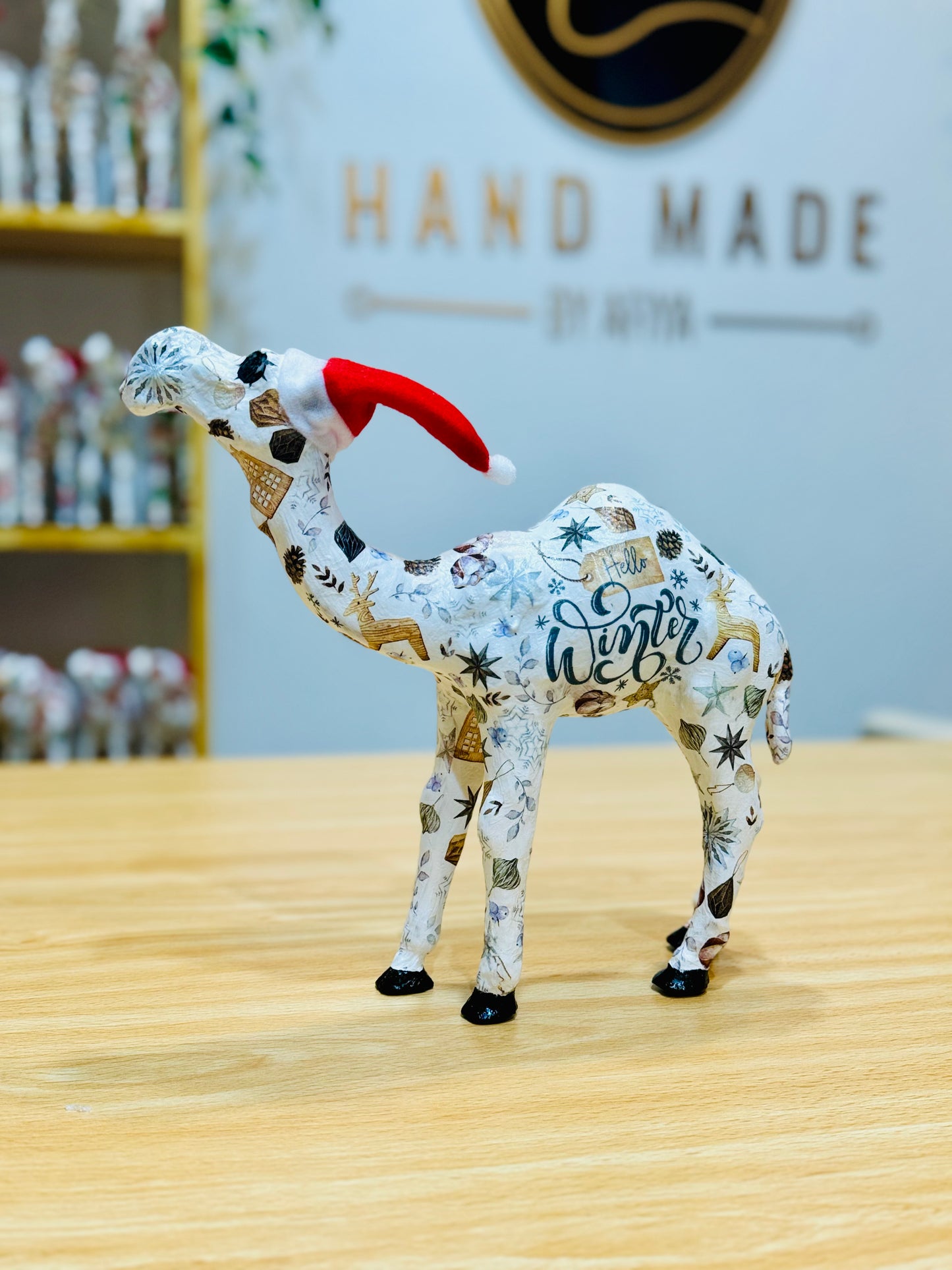 Handcrafted Christmas Camel with Hello Winter - Holiday Decoration & Gift