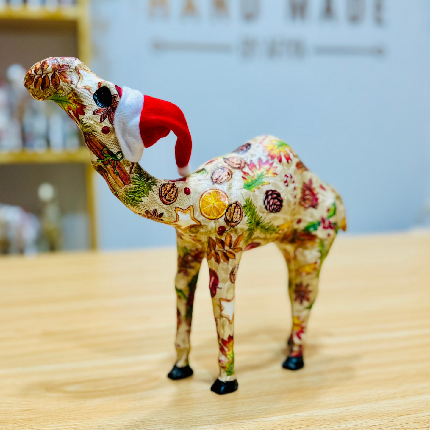 Handcrafted Christmas Camel with Winter Scents in Cream - Holiday Decoration & Gift