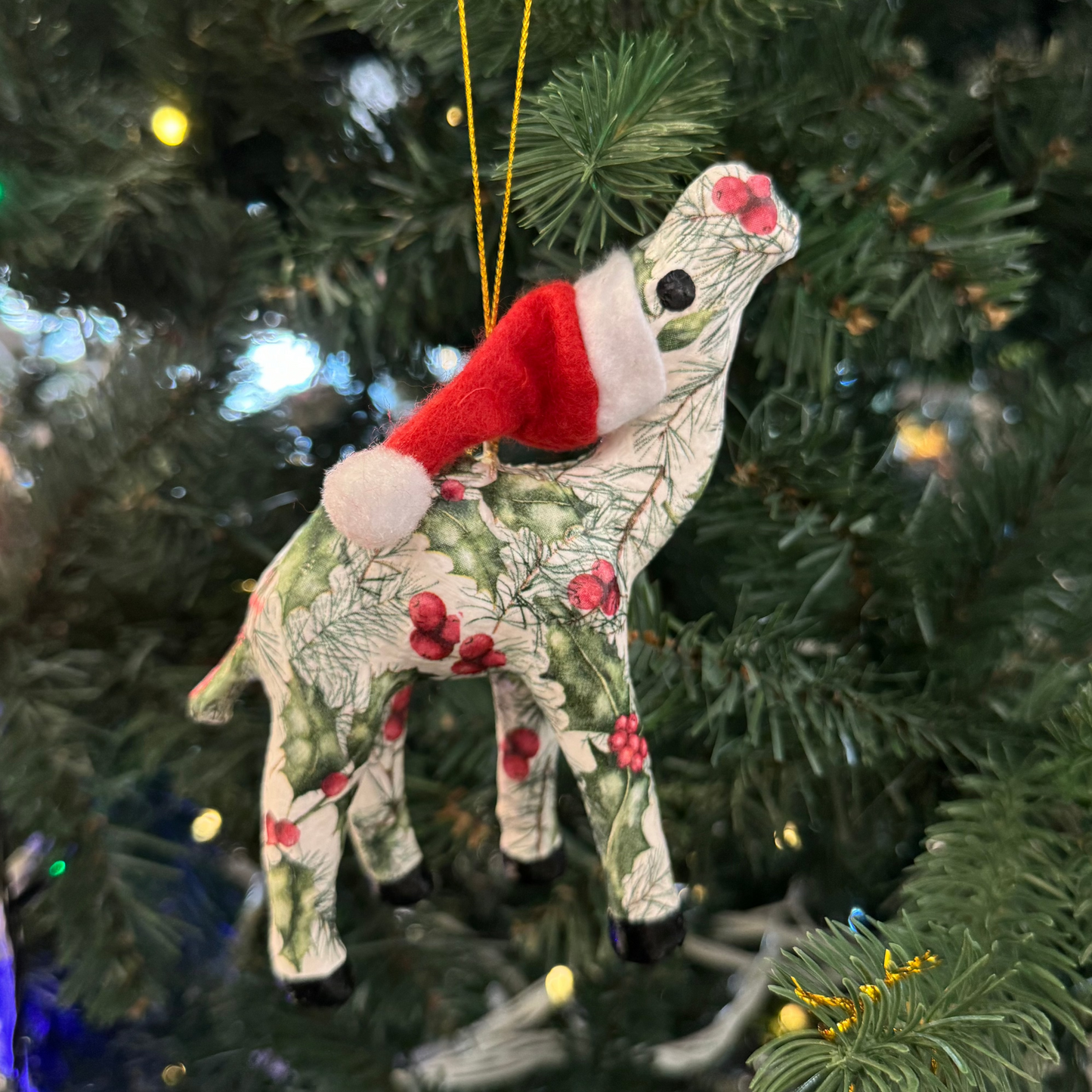 Handmade Christmas Santa Camel with Christmas Holly - Unique Souvenir & Gift