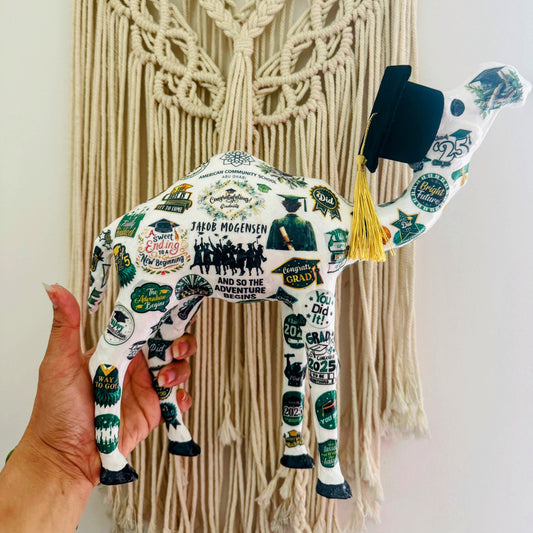 Handmade Graduation Camel – Personalized with Graduation Hat, University & School #4