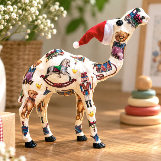 Handcrafted Christmas Camel with Retro Toys - Holiday Decoration & Gift