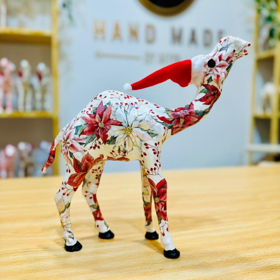 Handmade Camel with Poinsettia - Christmas Decoration & Gift