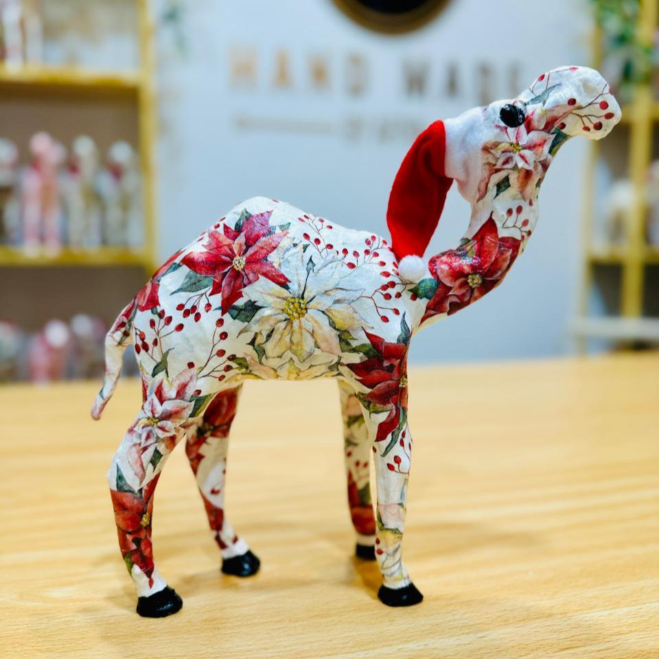 Handmade Camel with Poinsettia - Christmas Decoration & Gift