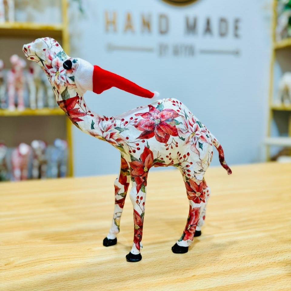 Handmade Camel with Poinsettia - Christmas Decoration & Gift