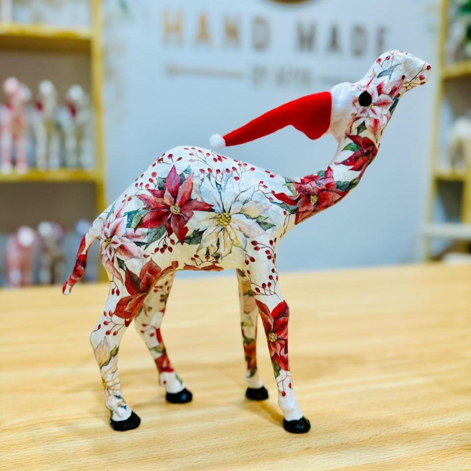 Handmade Camel with Poinsettia - Christmas Decoration & Gift