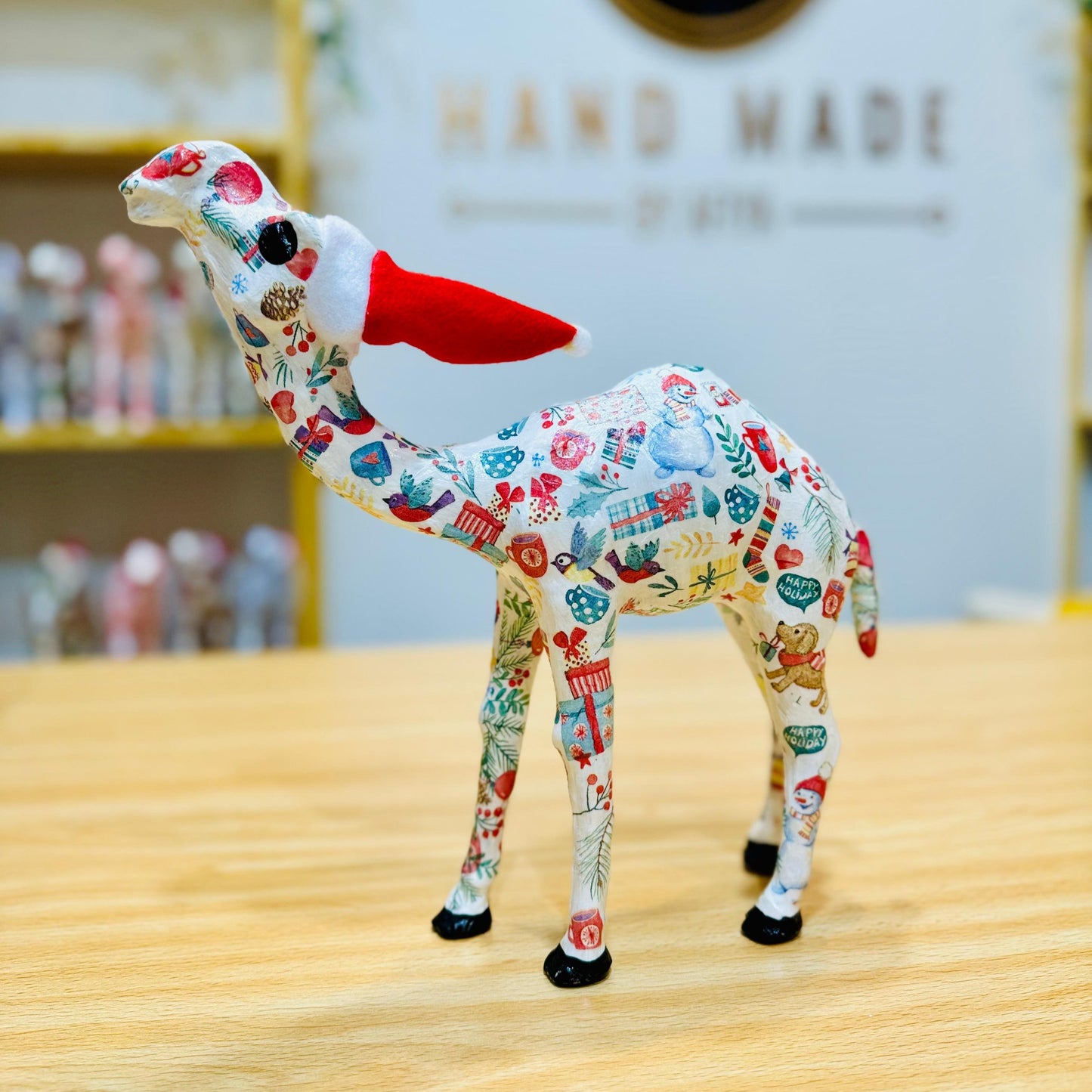 Handcrafted Camel with Winter Fun in Christmas Mood - Christmas Decoration & Gift