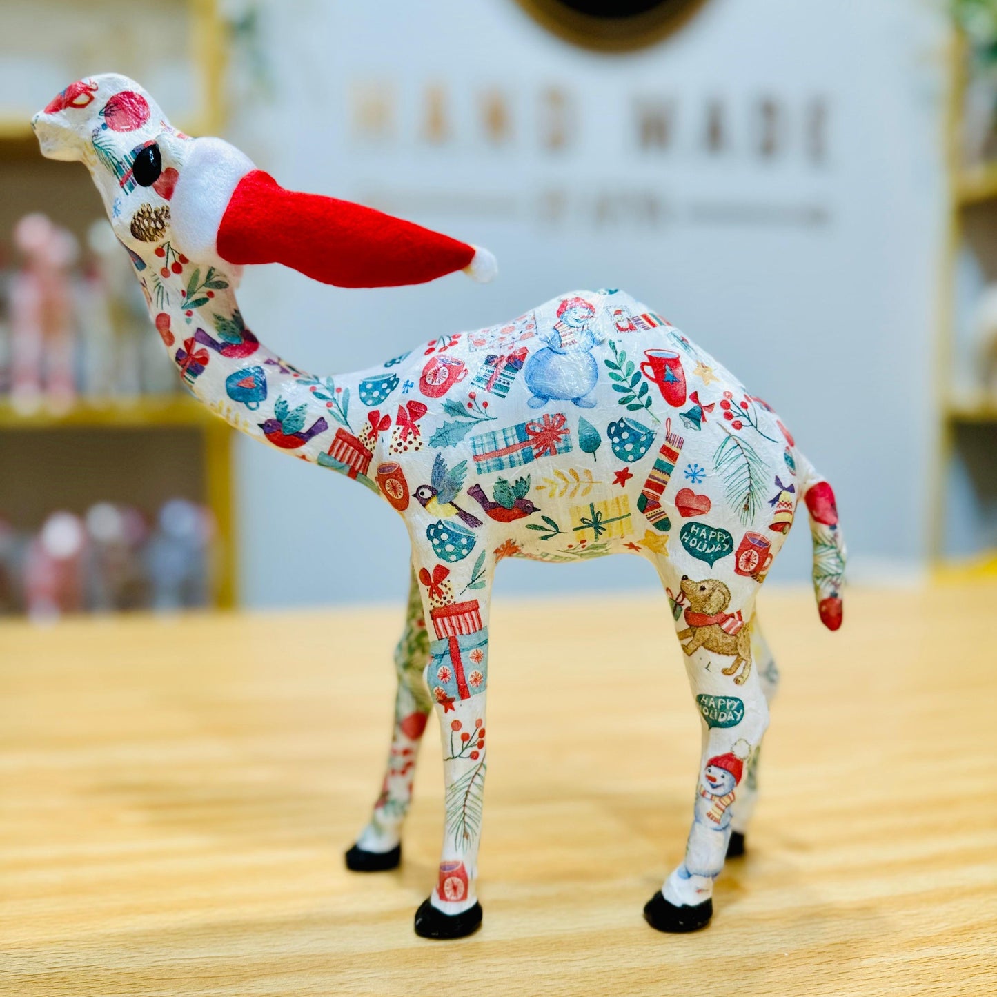 Handcrafted Camel with Winter Fun in Christmas Mood - Christmas Decoration & Gift