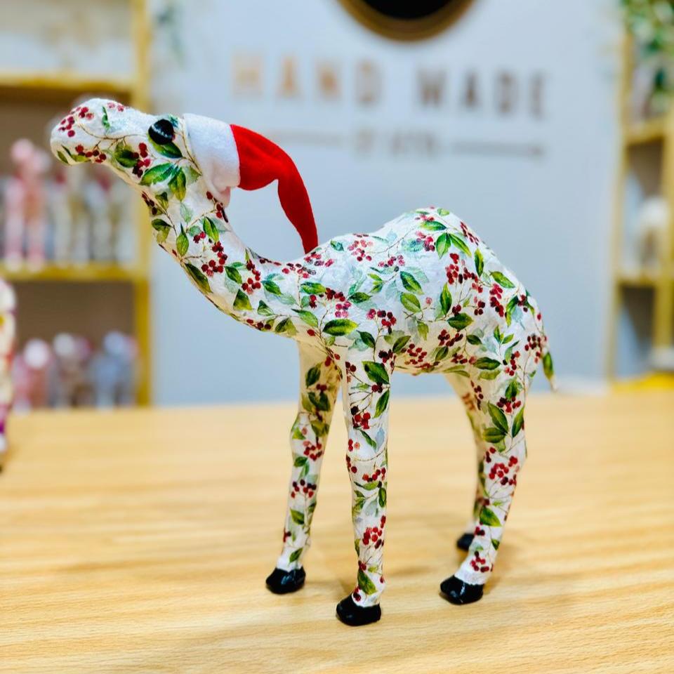 Handcrafted Camel with Winter Foliage - Christmas Decoration & Gift