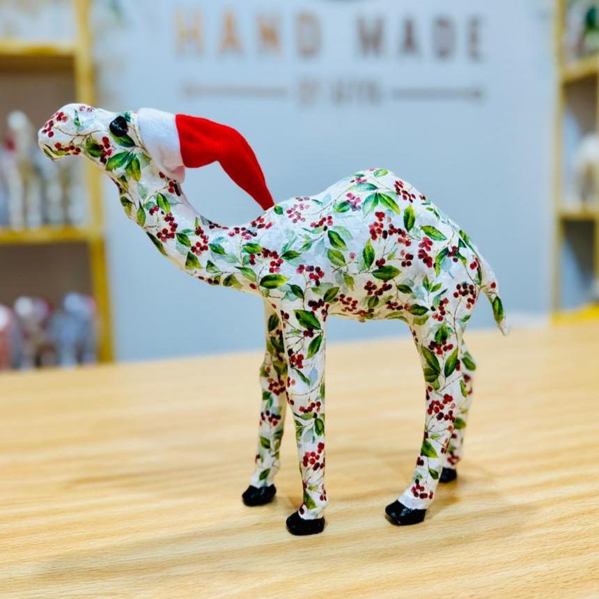 Handcrafted Camel with Winter Foliage - Christmas Decoration & Gift