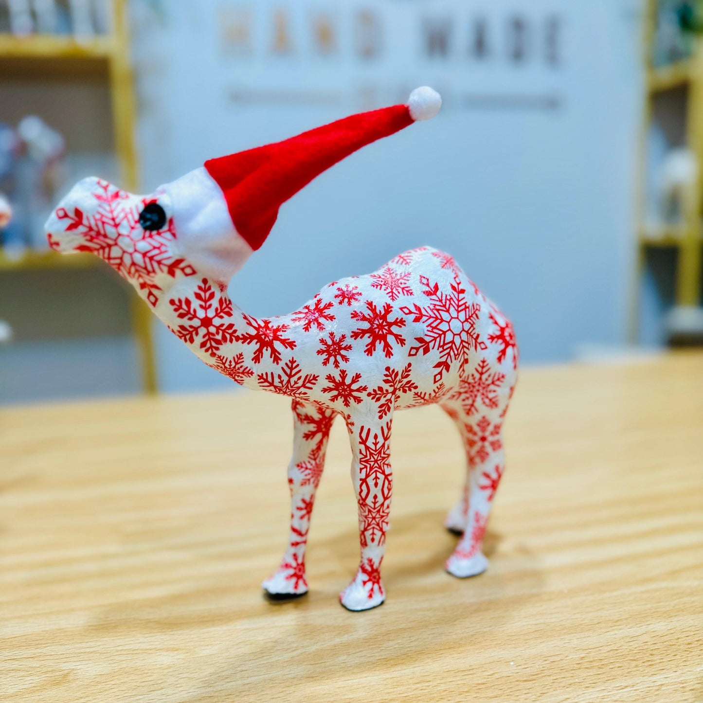 Handmade Camel with Red Snowflakes Pattern - Christmas Decoration & Gift