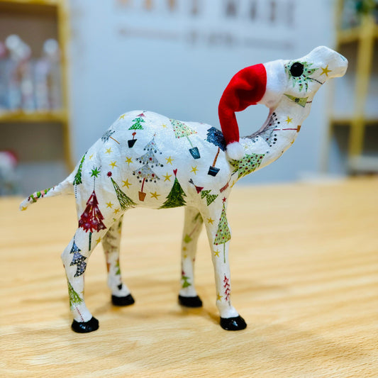 Handmade Camel with Colored Christmas Trees - Christmas Decoration & Gift