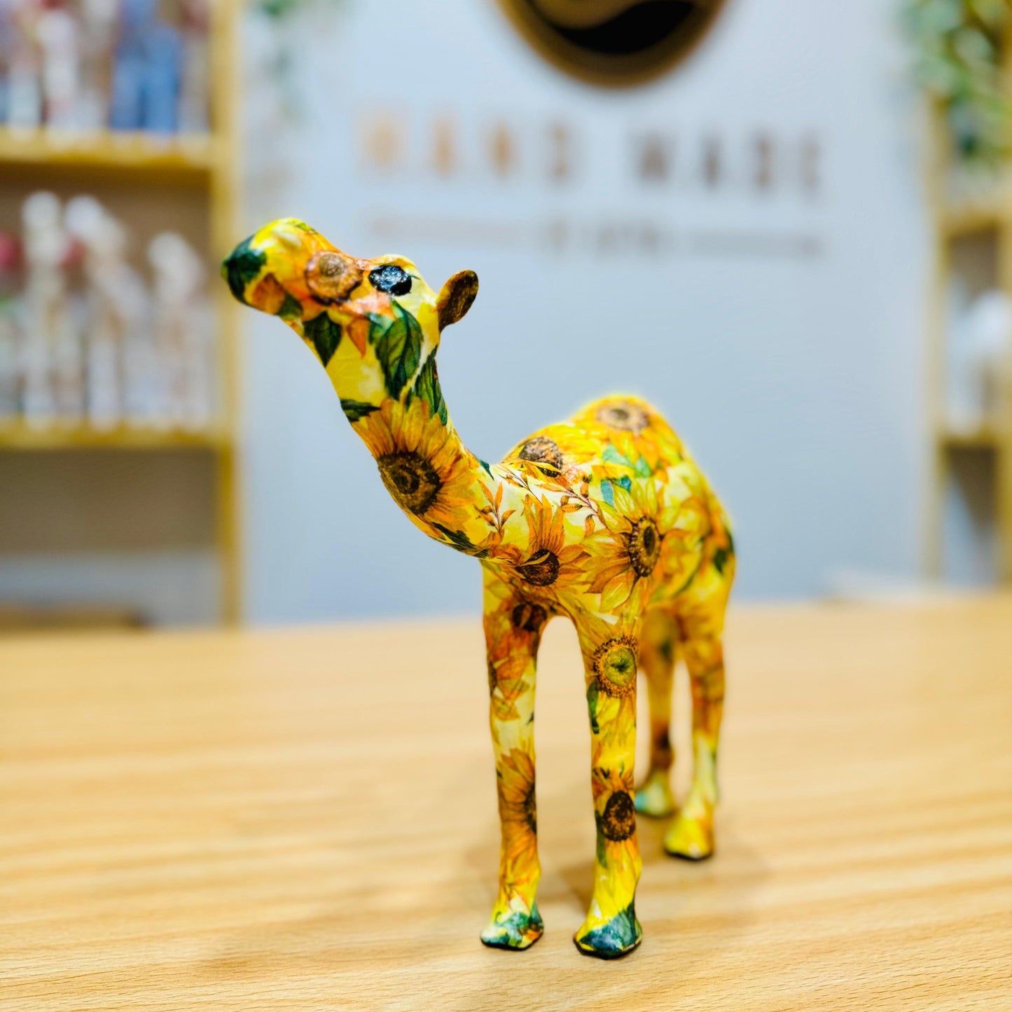 Handmade Camel with Sunflowers Design - Unique Souvenir & Gift