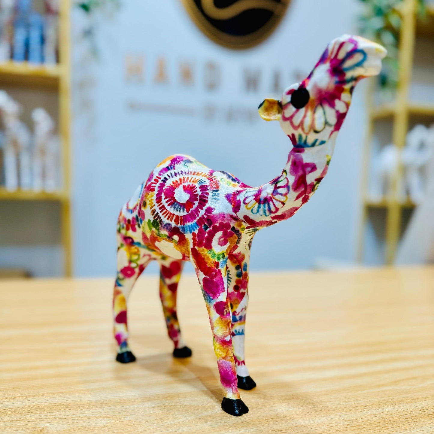 Handmade Camel with Rainbow Swirls Design - Unique Souvenir & Gift