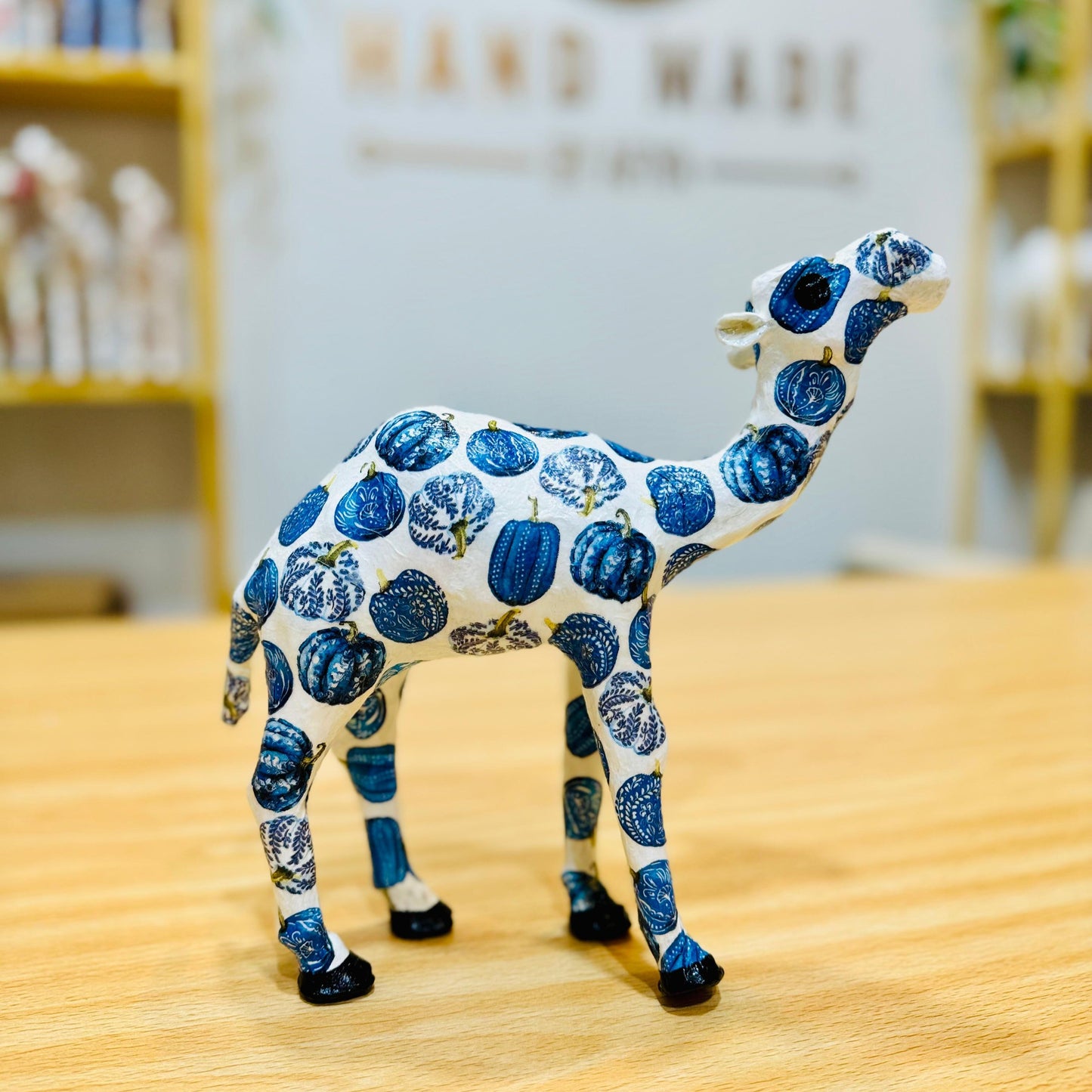 Handmade Camel with Blue Pumpkins Design - Unique Souvenir & Gift