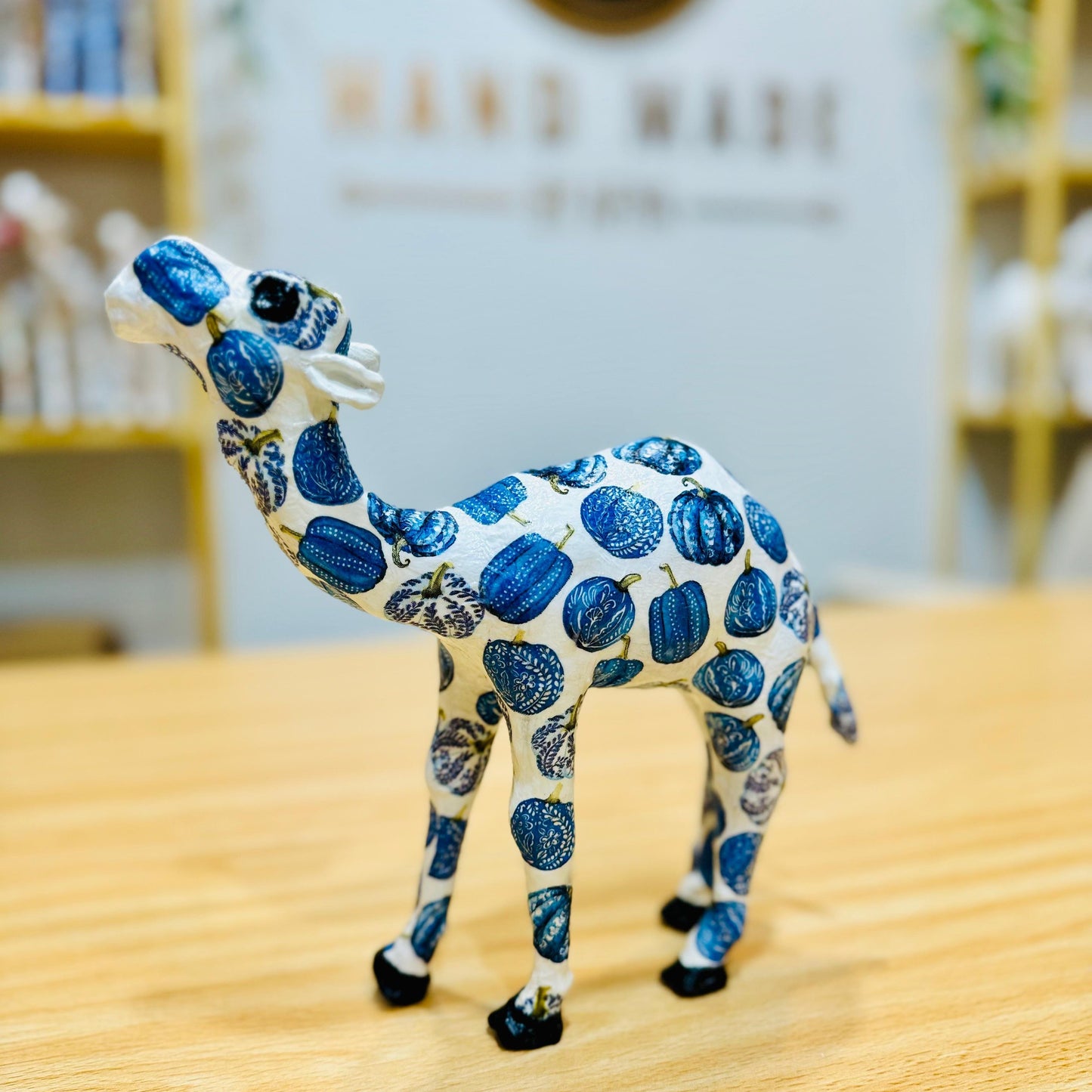 Handmade Camel with Blue Pumpkins Design - Unique Souvenir & Gift