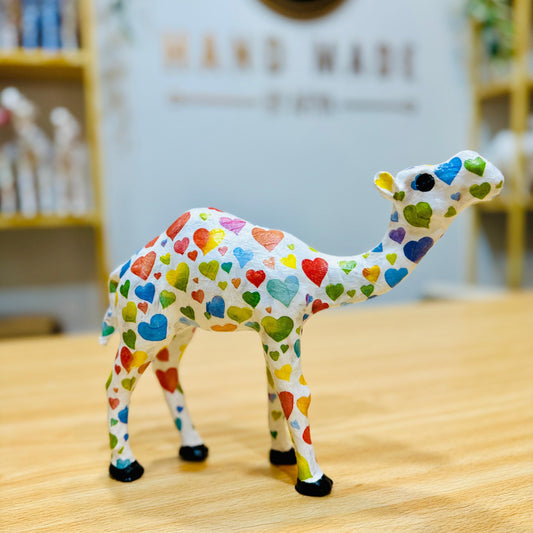 Handmade Camel with Rainbow Hearts Design - Unique Souvenir & Gift