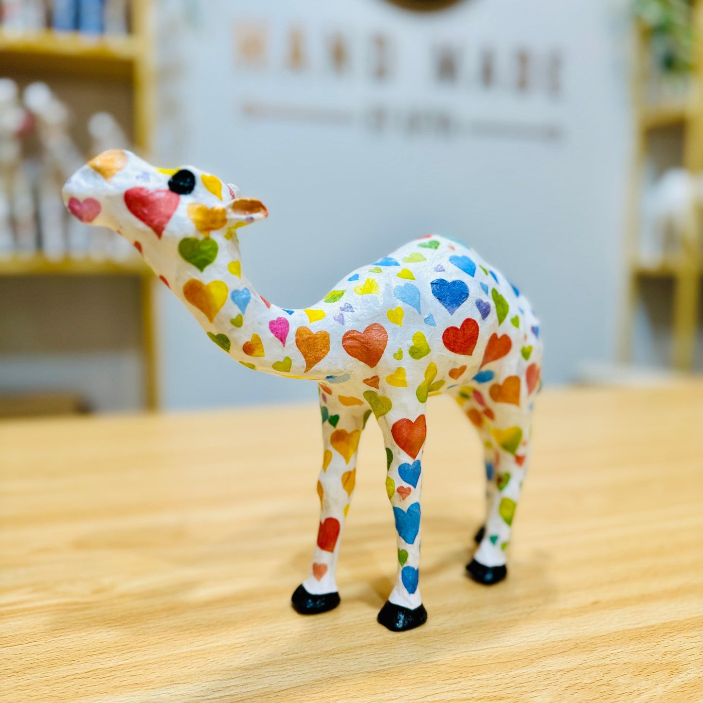 Handmade Camel with Rainbow Hearts Design - Unique Souvenir & Gift