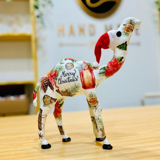 Handmade Camel with Bullfinch and Lampion - Christmas Decoration & Gift 30cm