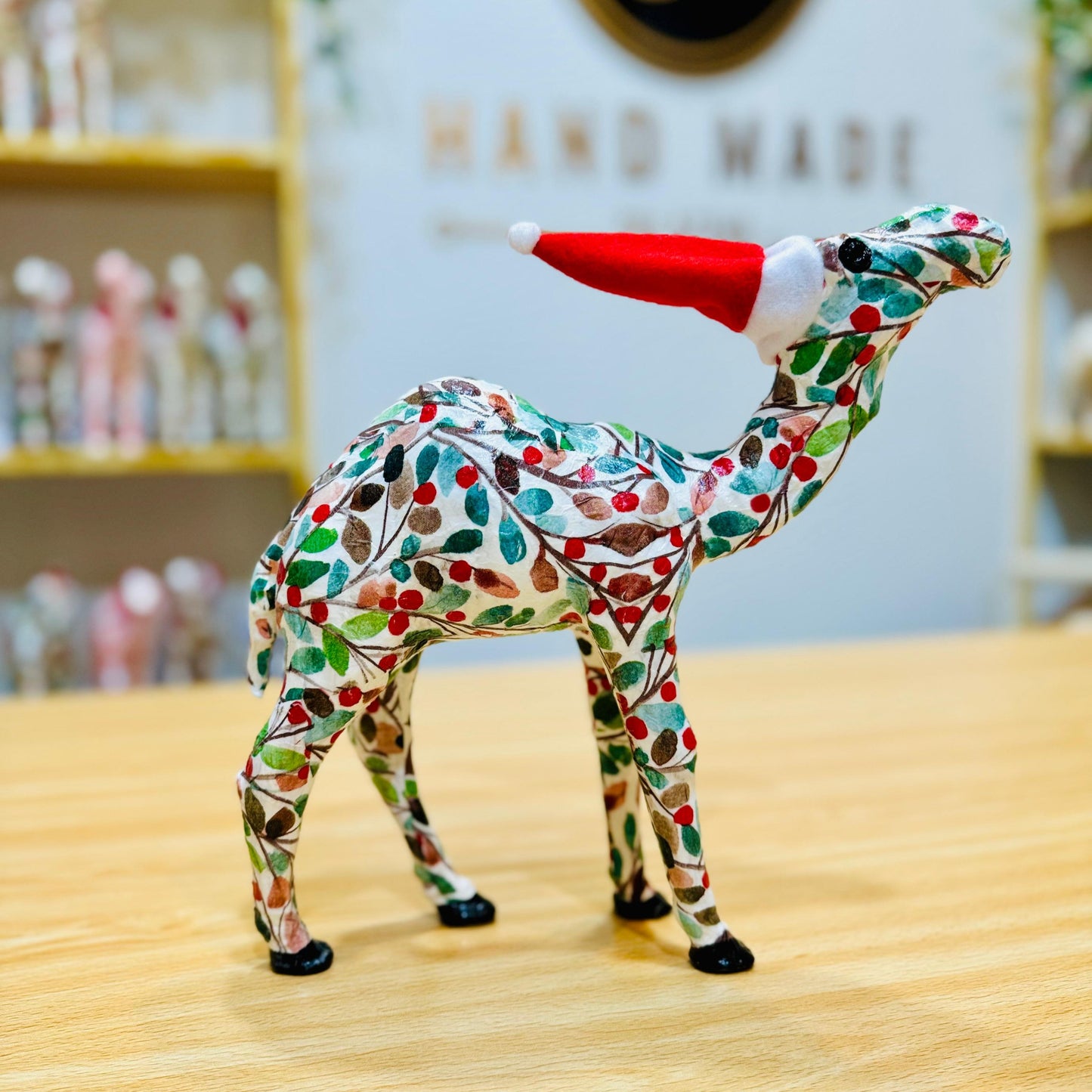 Handcrafted Camel with Winter Berries - Christmas Decoration & Gift