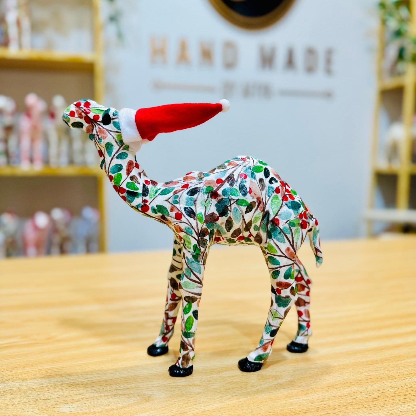 Handcrafted Camel with Winter Berries - Christmas Decoration & Gift