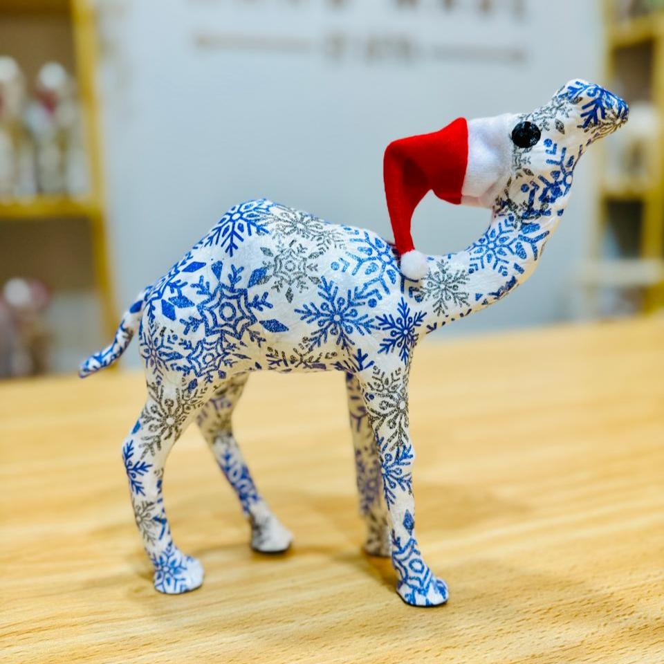 Handmade Camel with Blue Snowflakes Pattern - Christmas Decoration & Gift