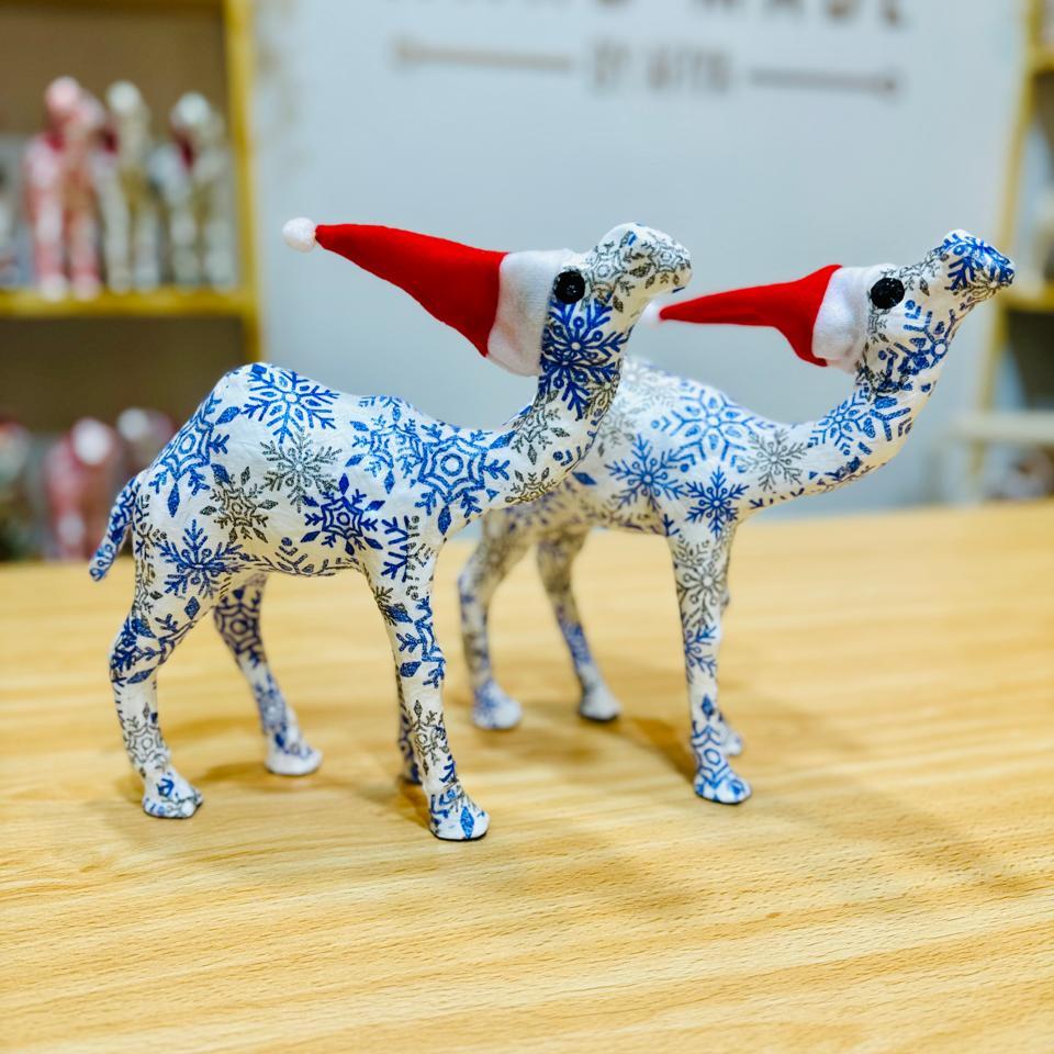 Handmade Camel with Blue Snowflakes Pattern - Christmas Decoration & Gift