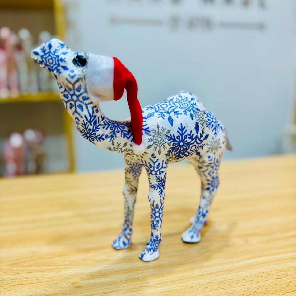 Handmade Camel with Blue Snowflakes Pattern - Christmas Decoration & Gift