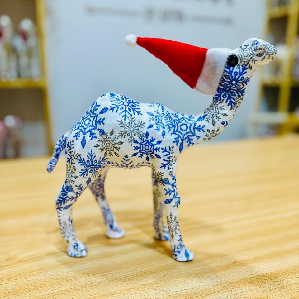 Handmade Camel with Blue Snowflakes Pattern - Christmas Decoration & Gift