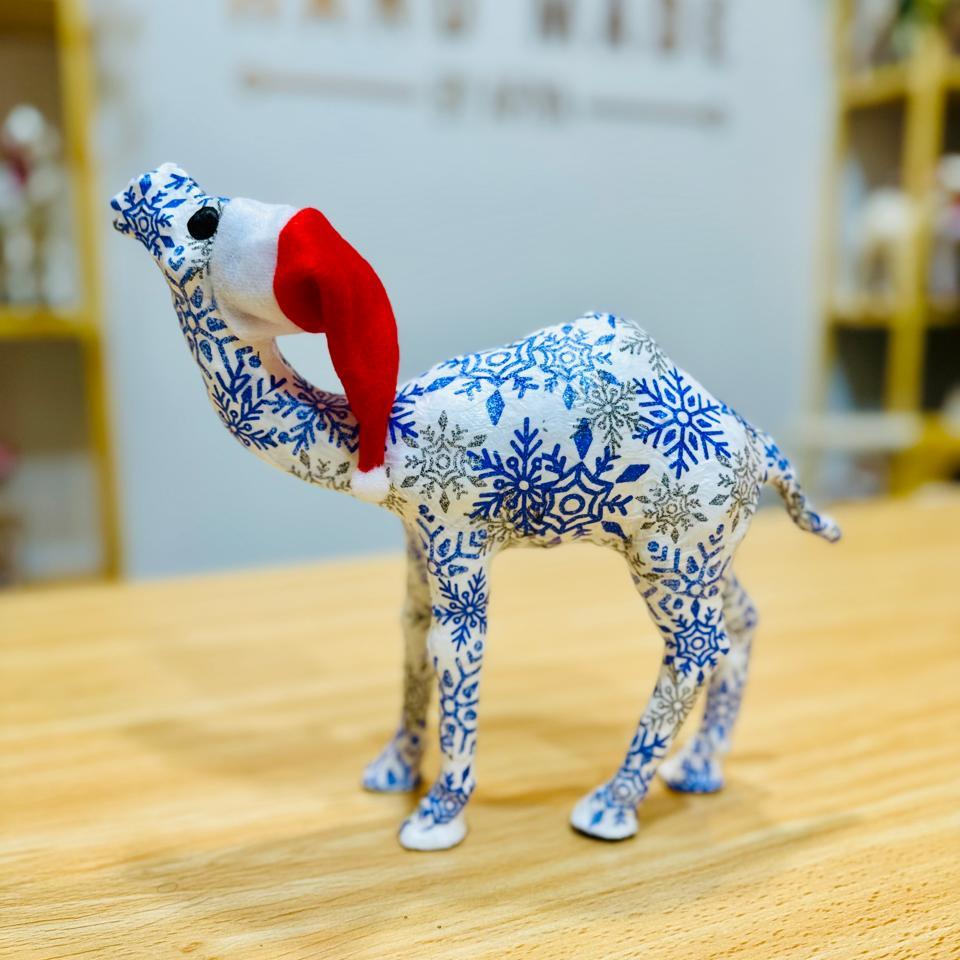 Handmade Camel with Blue Snowflakes Pattern - Christmas Decoration & Gift