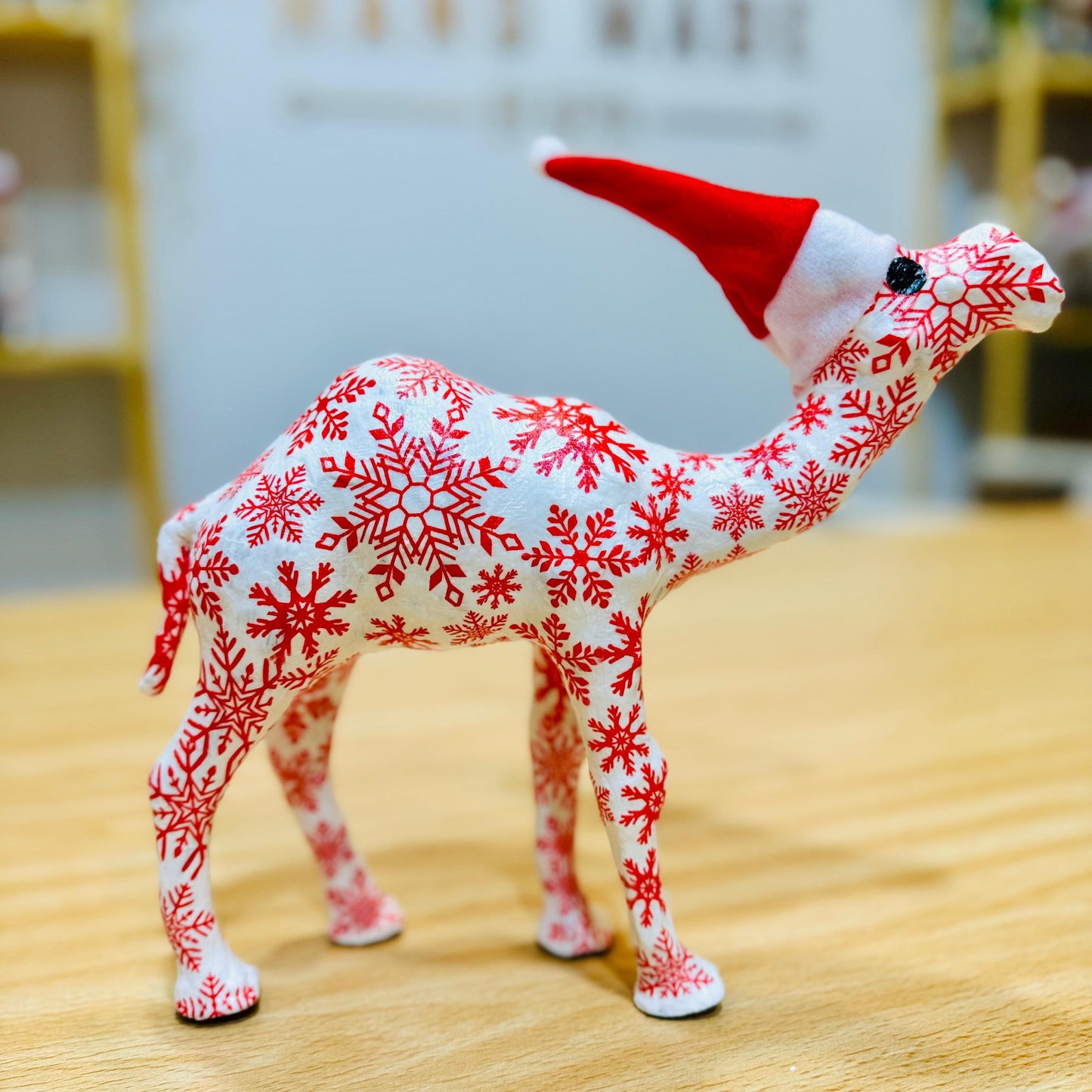 Handmade Camel with Red Snowflakes Pattern - Christmas Decoration & Gift