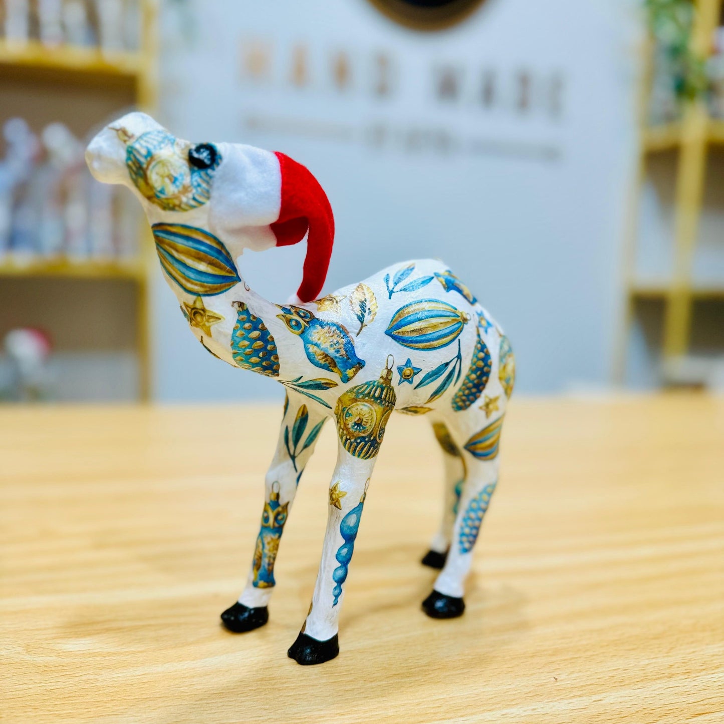 Handmade Camel with Golden Glow and Turquoise Blue Tree Ornaments - Christmas Decoration & Gift