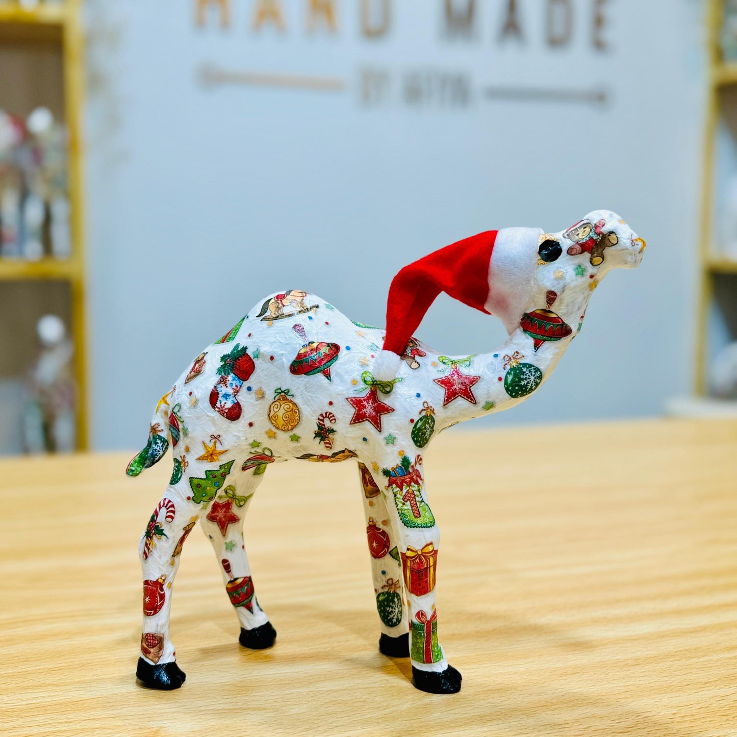 Handcrafted Christmas Camel with Festive Ornaments - Holiday Decoration & Gift