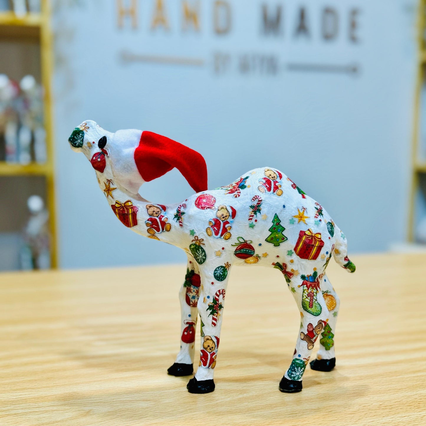 Handcrafted Christmas Camel with Festive Ornaments - Holiday Decoration & Gift