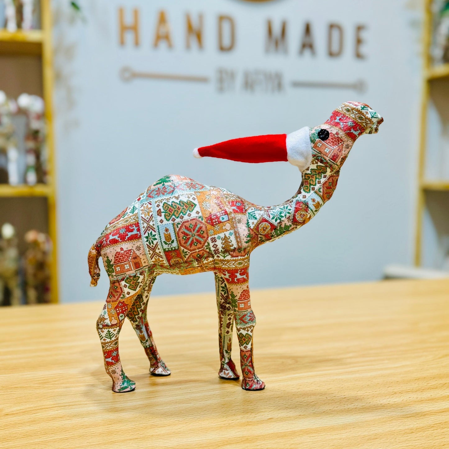 Handcrafted Nordic Xmas Patterned Camel - Holiday Decoration & Gift