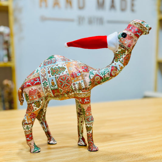 Handcrafted Nordic Xmas Patterned Camel - Holiday Decoration & Gift