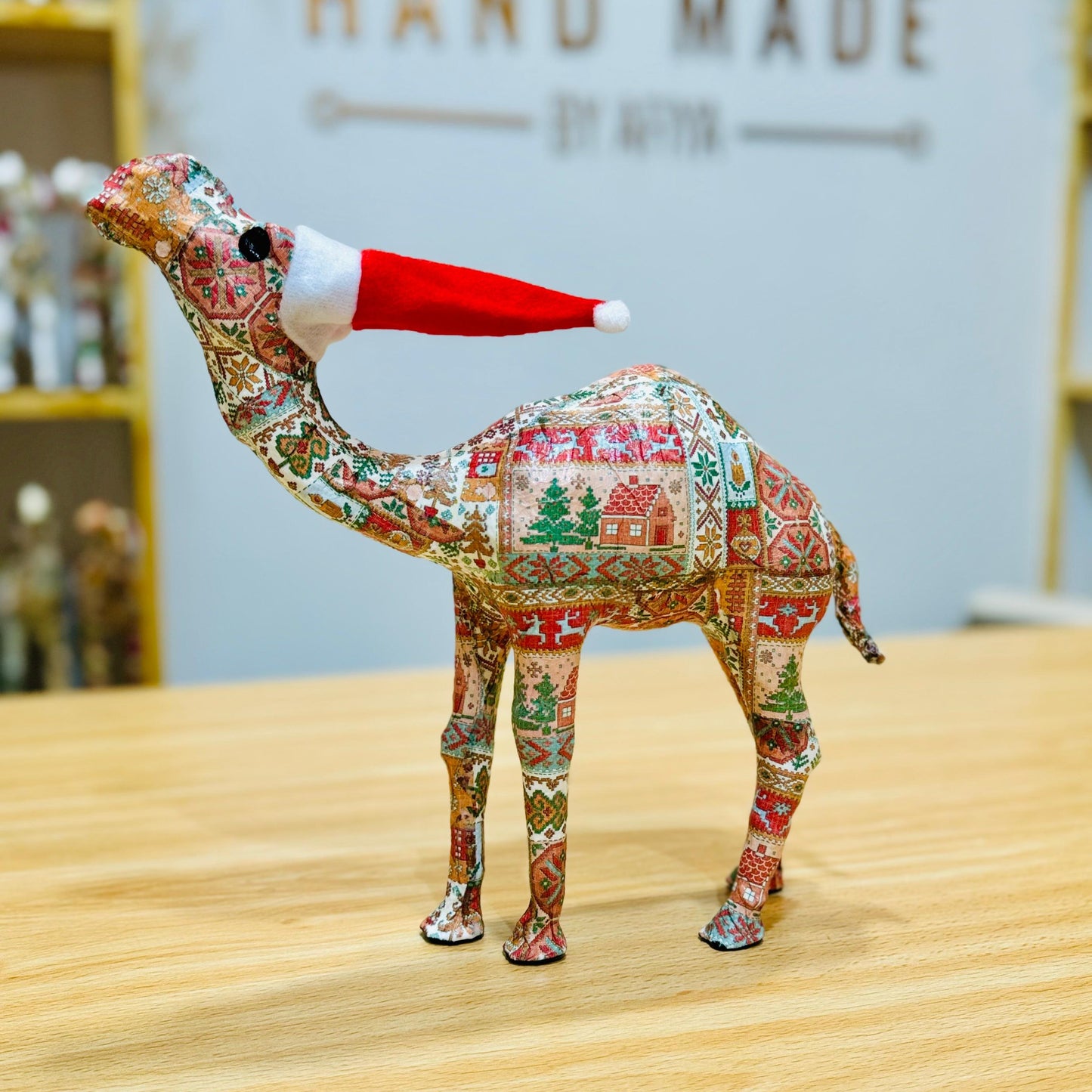 Handcrafted Nordic Xmas Patterned Camel - Holiday Decoration & Gift