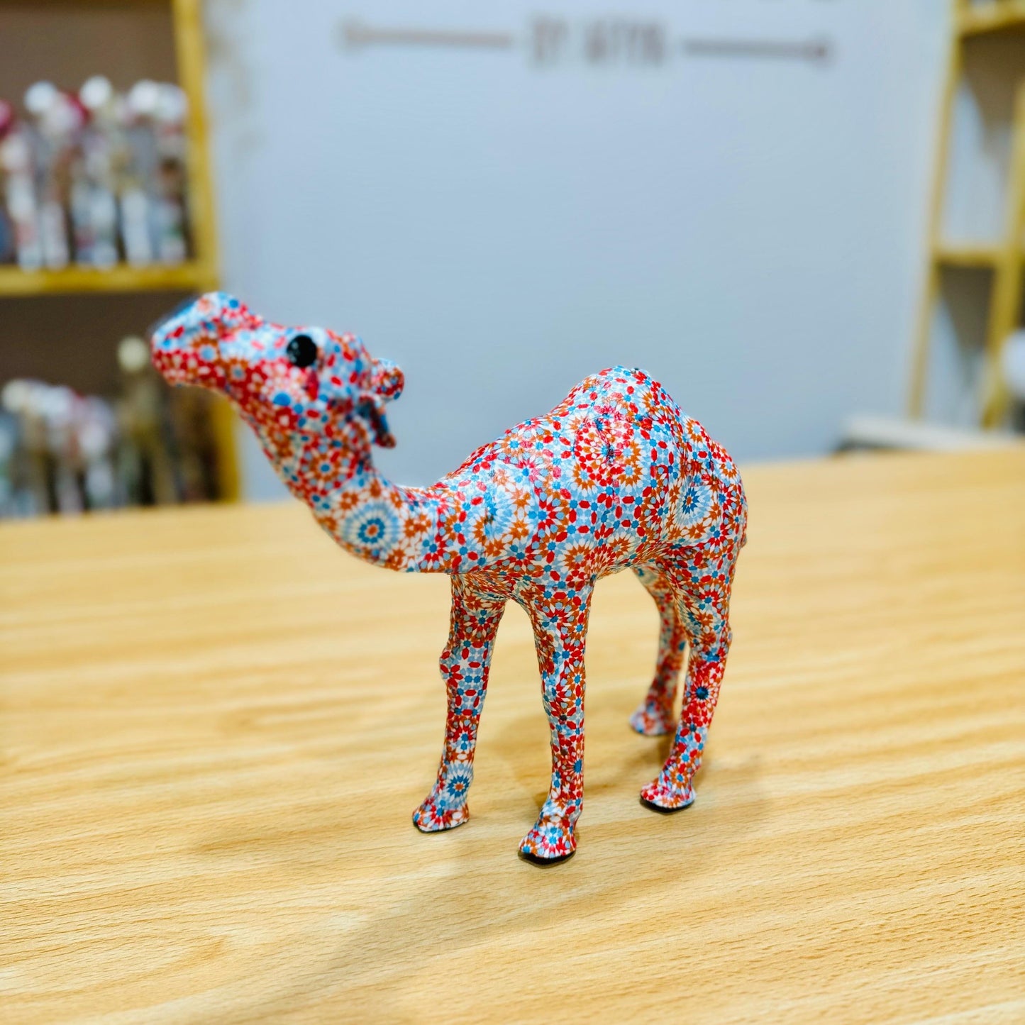 Handmade Camel with Red Dots Flowers - Unique Decoration & Gift