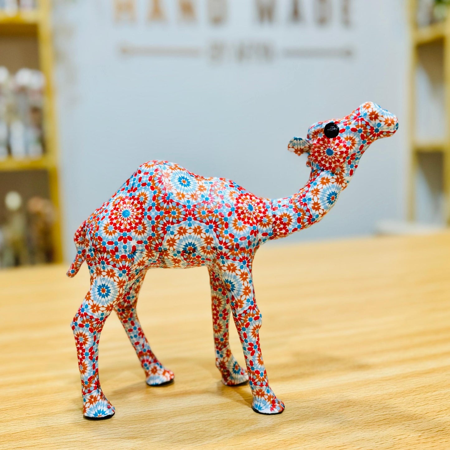 Handmade Camel with Red Dots Flowers - Unique Decoration & Gift