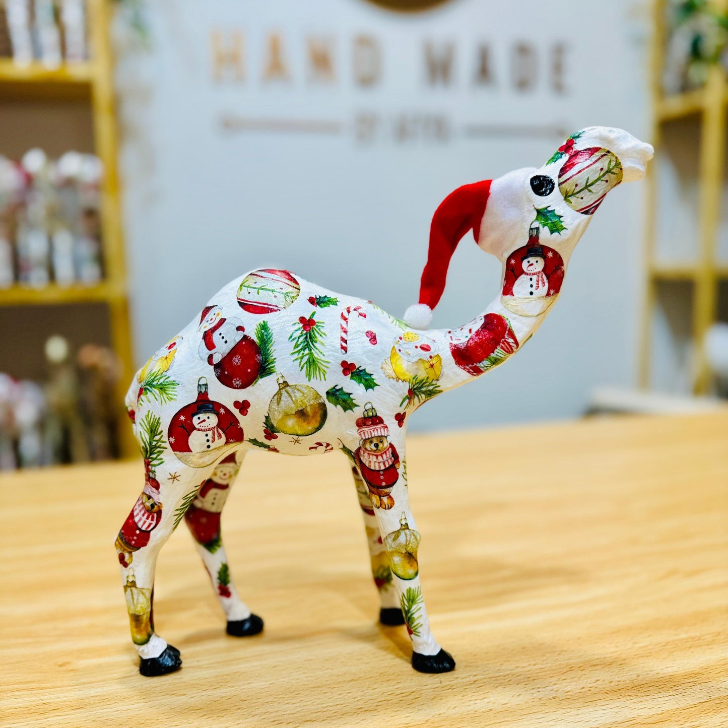 Handcrafted Christmas Camel with Snowman Ornaments - Holiday Decoration & Gift