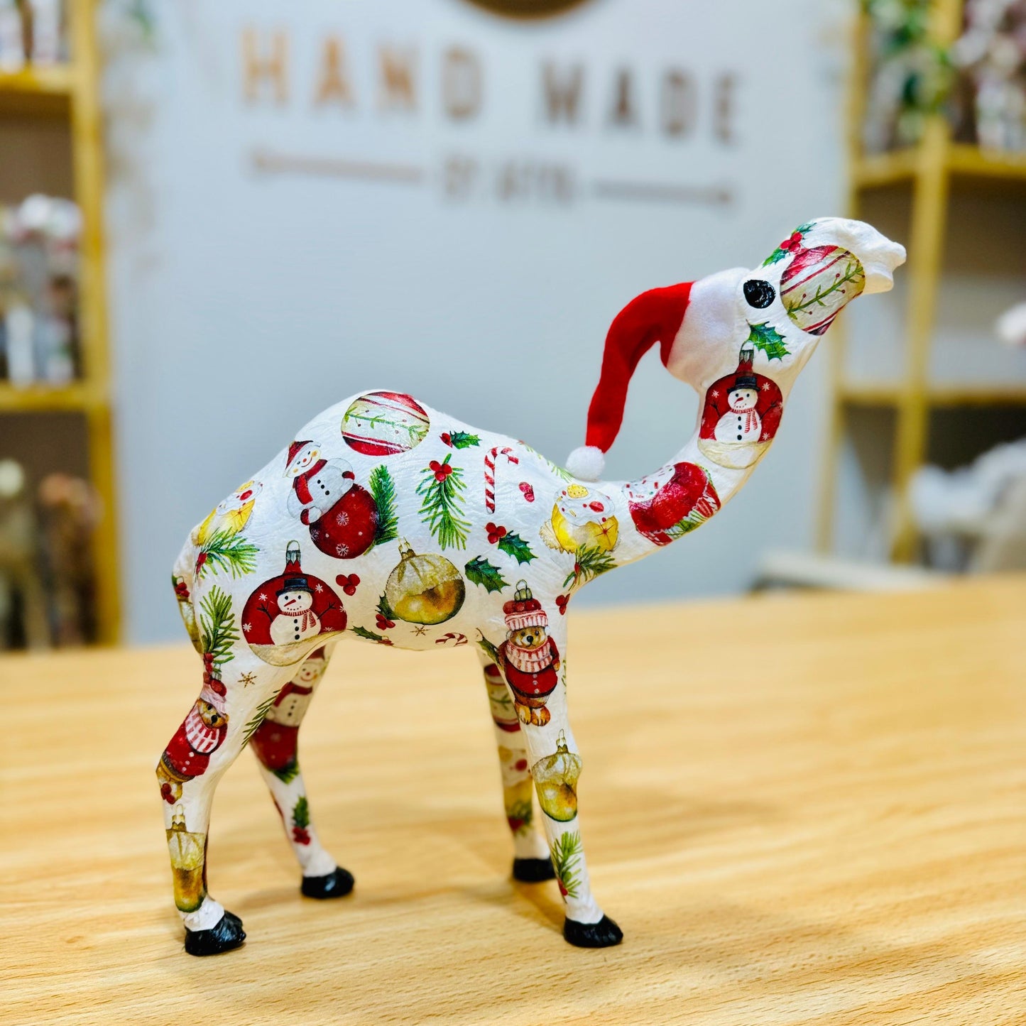 Handcrafted Christmas Camel with Snowman Ornaments - Holiday Decoration & Gift