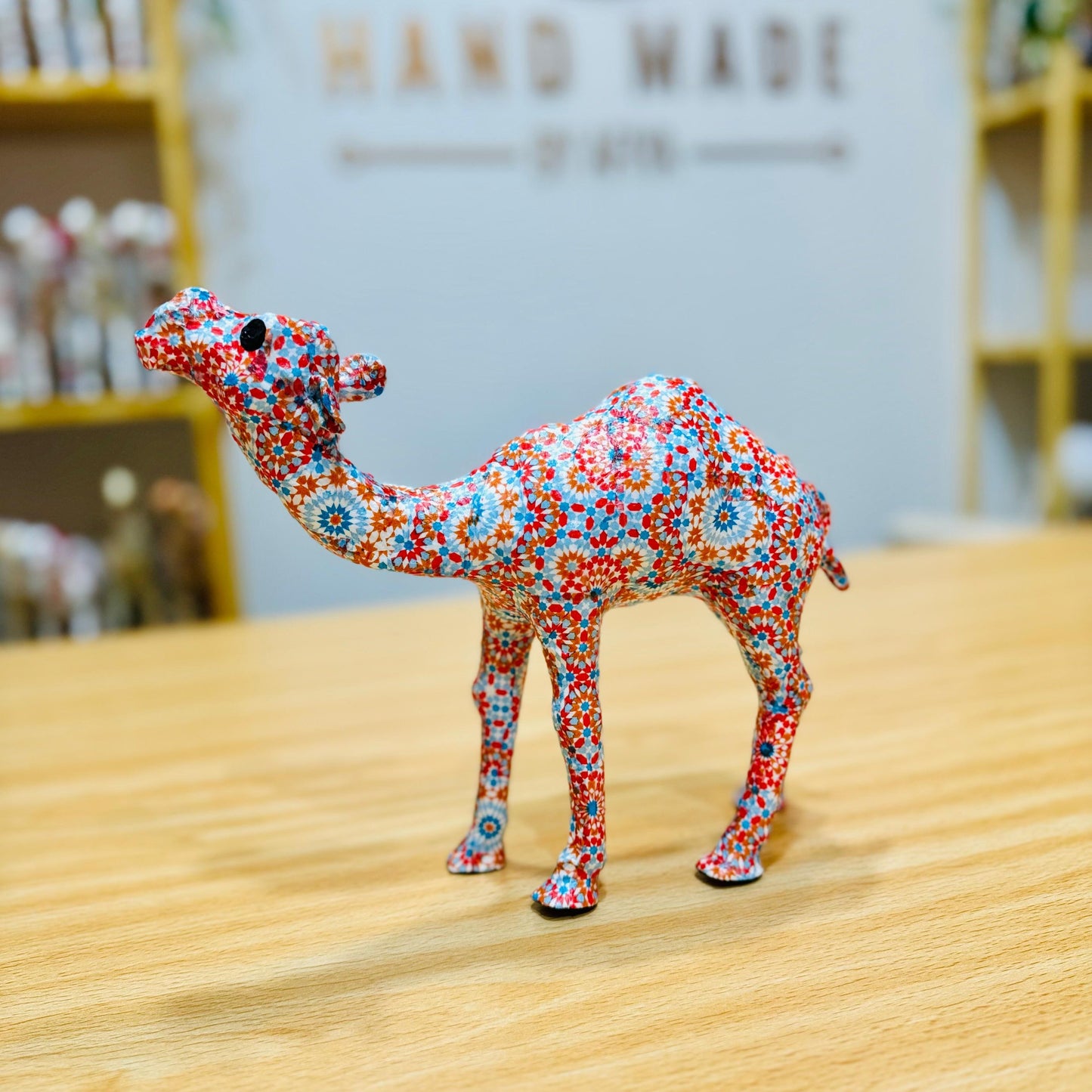 Handmade Camel with Red Dots Flowers - Unique Decoration & Gift