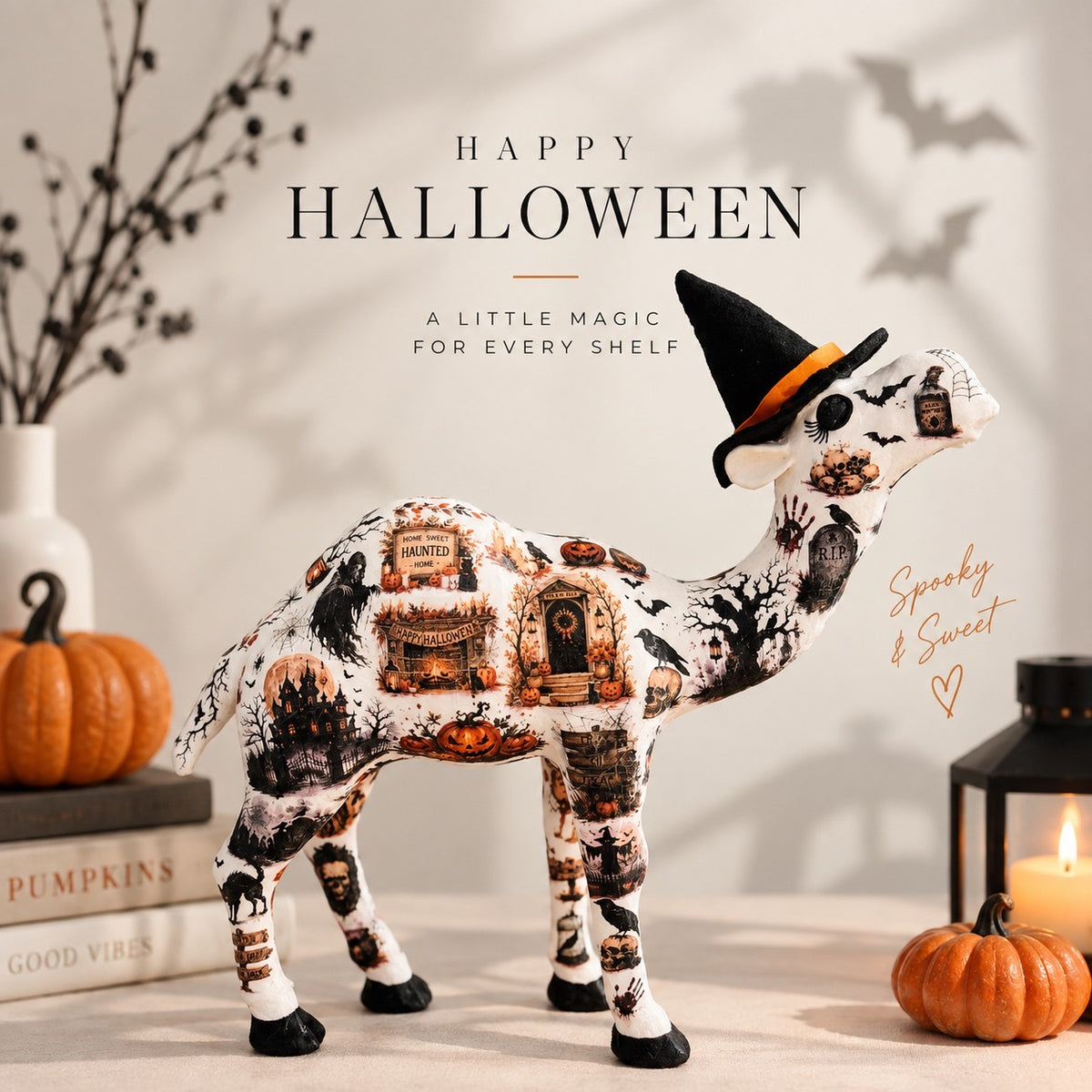 Handmade Halloween Witch Camel Figurine – Haunted House & Spooky Décor
