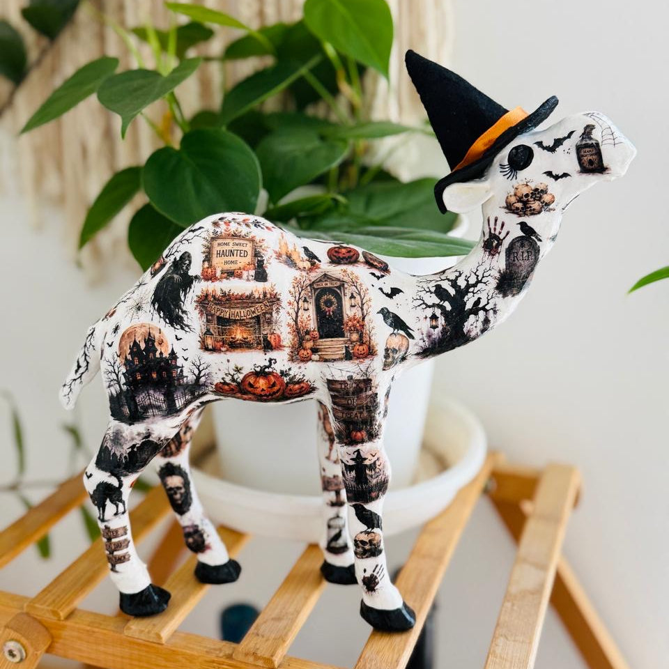 Handmade Halloween Witch Camel Figurine – Haunted House & Spooky Décor