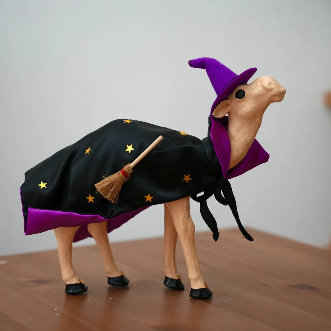 Handmade Halloween Witch & Vampire Camel Duo – Spooky Collectible Figurines